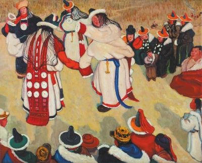 《蒙藏人民歌舞图》54cm×68cm1942年作油画嘉德供图