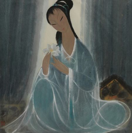 林风眠(1900-1991) 荷花少女 