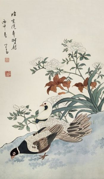 溥儒（1896-1963） 双鸽