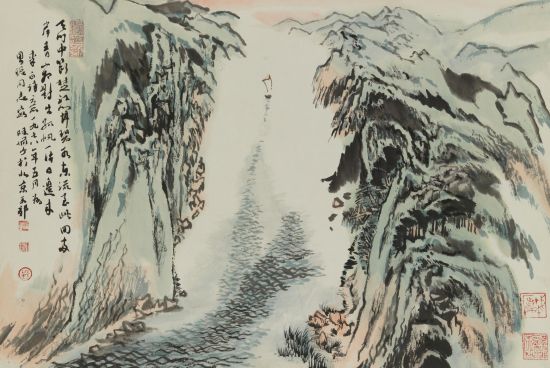 陆俨少 (1909-1993) 望天门山 纸本立轴 1978年作 41×62cm 备注：周思聪上款。