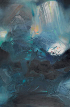朱德群-《蓝影》布面油画 1989年 193×130cm