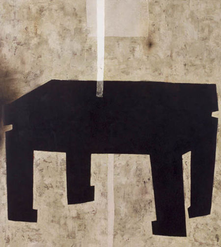 王怀庆-《木与青铜之间》2000年 布面油画 145×130cm