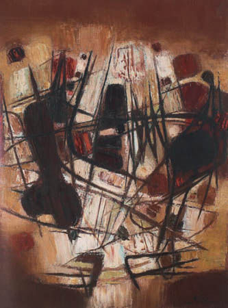 朱德群《构图55号》，布面油画 1960年，81×60cm