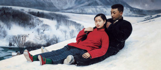 王沂东《天上人間之二》 2003年 布面油画，90×200cm