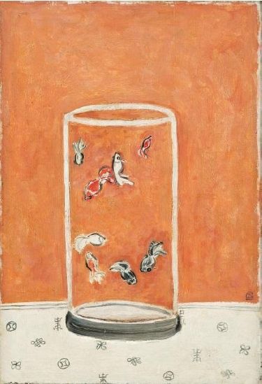 常玉(1901 – 1966)《八尾金鱼》，1930–1940年代作，油彩画布， 73.8 x 50.2公分
