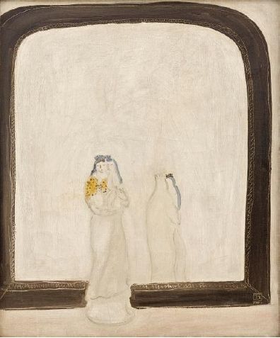 常玉《镜前母与子》，1930年代作，油彩画布，55.1 x 45.9公分