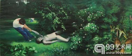 王兴伟 《无题 （郊游)》120X280cm 布面油画 2009年.