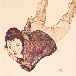 埃贡·席勒Egon Schiele1916年水彩作品《斜躺的女人》