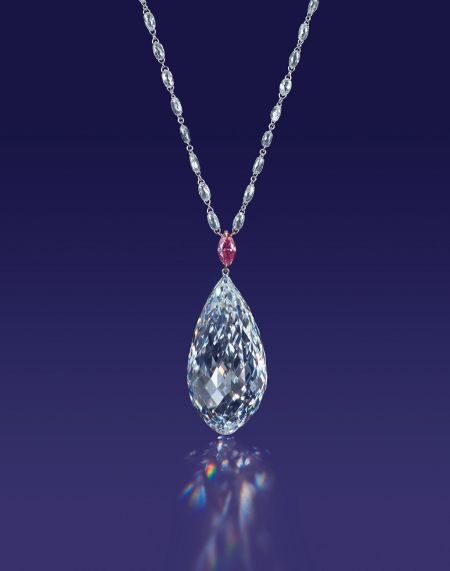 75.36ct briolette diamond pendent necklace