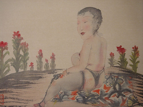李津 艳女花 彩墨纸本(立轴) 43×37cm 1997年作