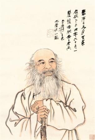 1960年，张大千画了这幅《自画像》给“梅云堂”主人高岭梅。香港苏富比供图