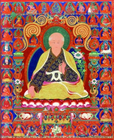 17世纪西藏萨迦派初祖萨钦贡嘎宁布像唐卡 78.7厘米×66厘米（纽约苏富比供图）
