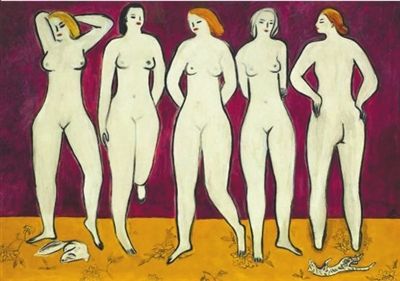 常玉《五裸女》油彩纤维板1950年120×175cm罗芙奥供图