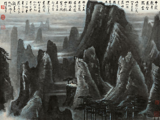 李可染1988年创作《千岩竞秀·万壑藏云》镜心，成交价：3277.5万元 北京保利2012年秋拍