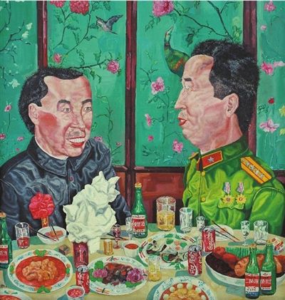 《革命家庭系列：晚宴》183×163cm布面油画1992年作
