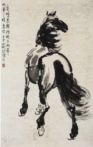 徐悲鸿 哀鸣思战斗 水墨纸本 镜片 1942年作 91.5×59cm