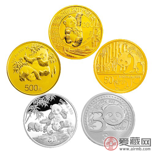 熊猫30周年金银纪念币图片和价格