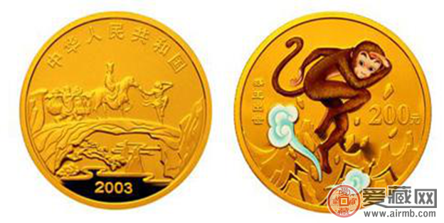 2003年猴王出世西游记1/2盎司彩金币