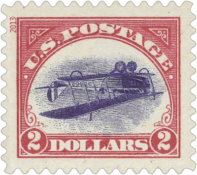 美国邮政总局推出“颠倒的詹妮”邮票，印有颠倒的柯蒂斯JN-4双翼飞机，票值2美元。