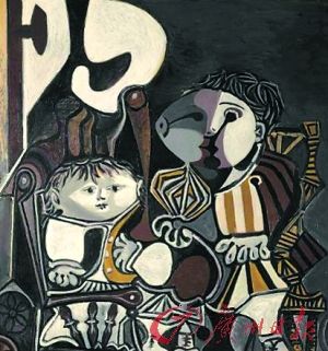 毕加索作品《两个小孩》。