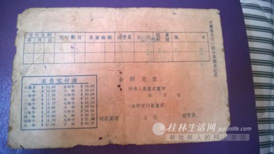 “节约建国储蓄券”背面有一个本息兑付表