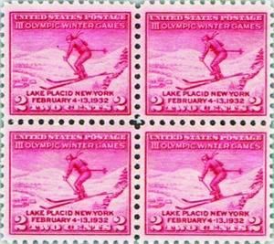 首枚冬奥会邮票四连方