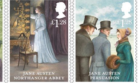 英国皇家邮政今日起售一组根据简·奥斯汀小说所绘制的邮票。  Royal Mail/PA 供图