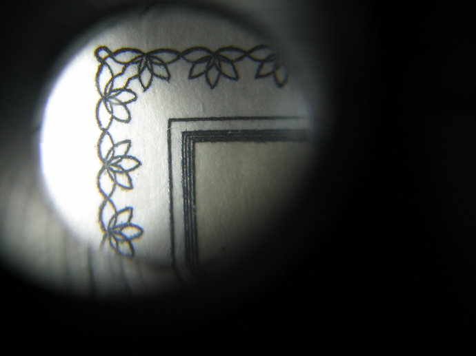 《峨眉风光》邮票与高倍放大镜下的邮票3