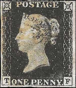 世界首枚雕版印刷邮票黑便士
