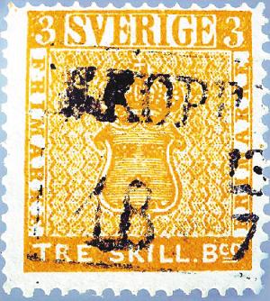 瑞典“3斯基林黄票” 价值500万英镑